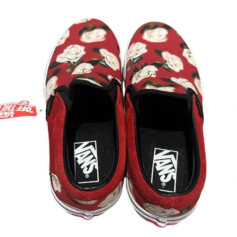 Vans Classic Slip-On Romantic Floral Red Rose Sneakers Men 6.5 Women 8 - Picture 11 of 16